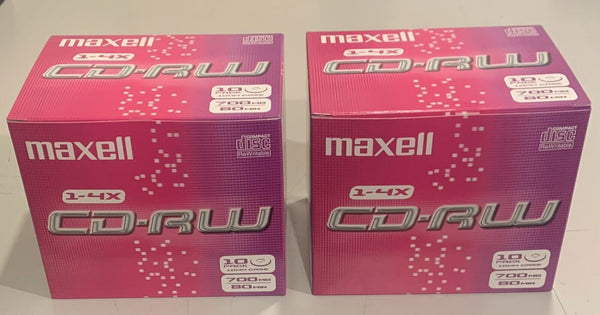 Lot De 2 Pack De 10 CD-RW Vierge Maxell 700MB 80Min 4x 10MM Neuf (20 CD Total)  Maxell   