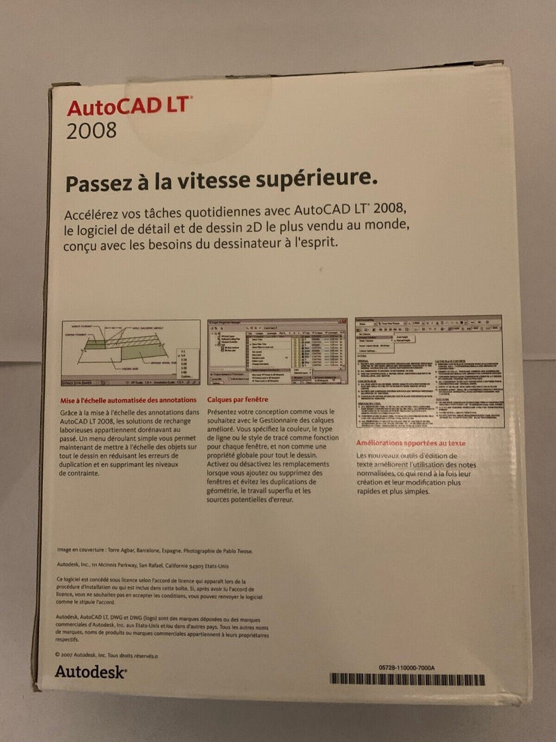 Logiciel Autodesk AutoCAD LT 2008 ACD LT 2008 FR CD F/S PN: 05728-111452-9000  Autodesk   