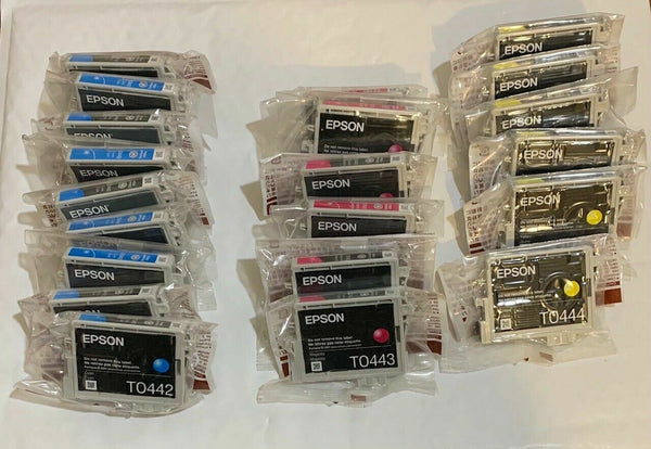 Lot de 21 cartouches ORIGINAL EPSON 9 x T0442 6 x T0443 6 x T0444 610 Pages  EPSON   