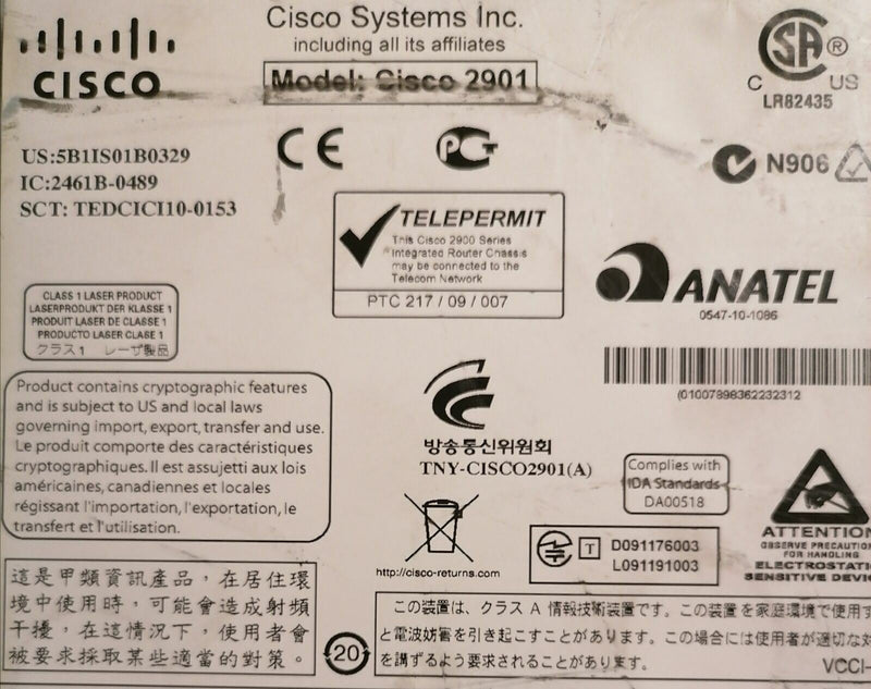 Cisco 2901 K9 V04 2900 Series Router (Cisco2901/K9 V04) Informatique, réseaux:Réseau d'entreprise, serveurs:Commutateurs, concentrateurs:Commutateurs réseau Cisco   